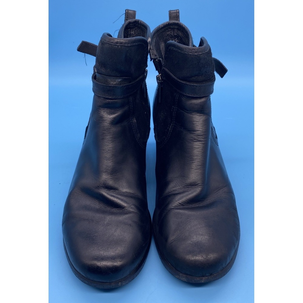 UGG Emalie Black Leather Sherling‎ Lined Waterproof Wedge Heel Ankle Boots SZ 9